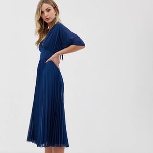 {ASOS} Navy Pleated Dress
